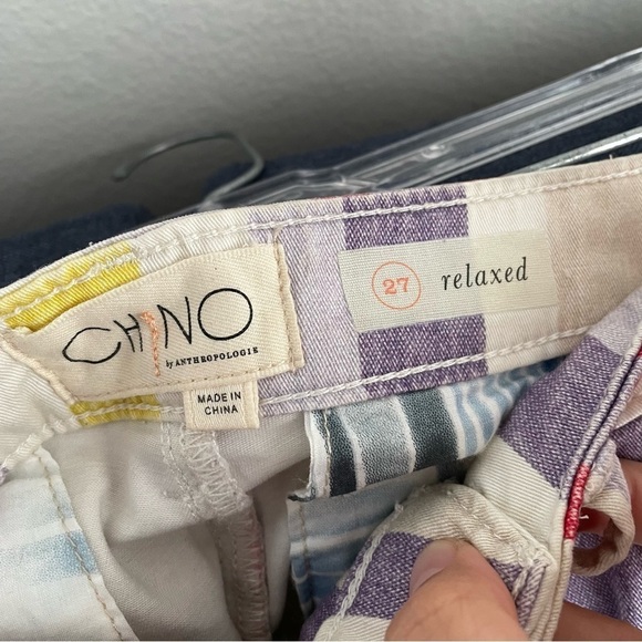 Anthropologie Shorts Anthropologie Rainbow Stripe Chino Shorts white purple - Picture 8 of 10